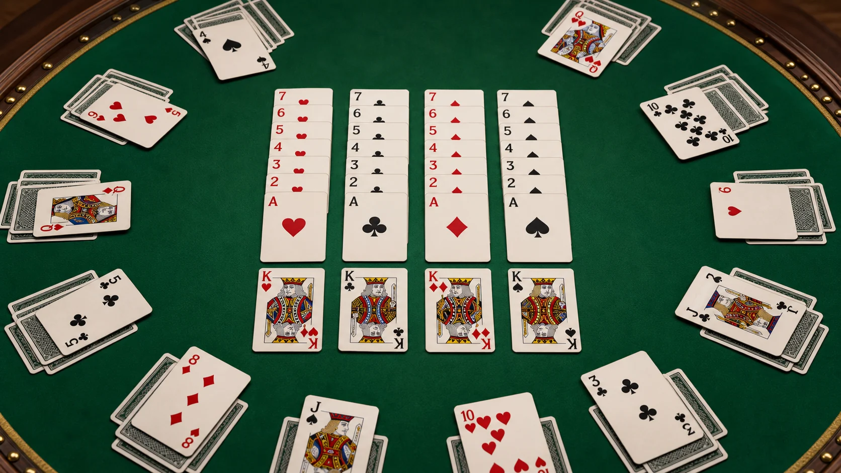 Crescent Solitaire foundation piles building up and down by suit